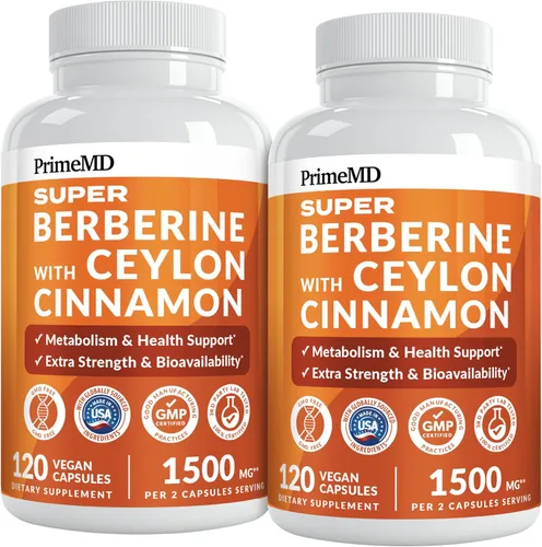 Miniatura 14 de Suplemento de berberina 21 en 1 con canela de Ceilán con cromo, melón amargo y extracto de té verde y extracto de pimienta negra 5X para apoyo