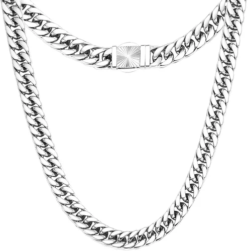 XXMAYSTER Cadena de eslabones cubanos para hombre, acero inoxidable 316L, 0.315 in de ancho, patrón de moda, botón a presión, joyería de hip hop,