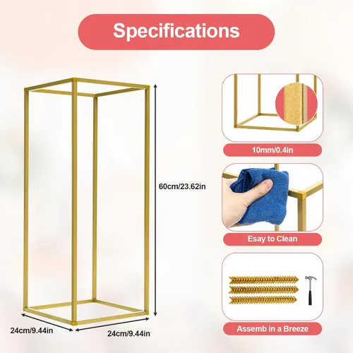 Miniatura 4 de LOYALHEARTDY 2 piezas de 31.5/39.4 pulgadas de alto para flores de boda, soporte de metal para florero de piso, columna de metal, soportes de flores