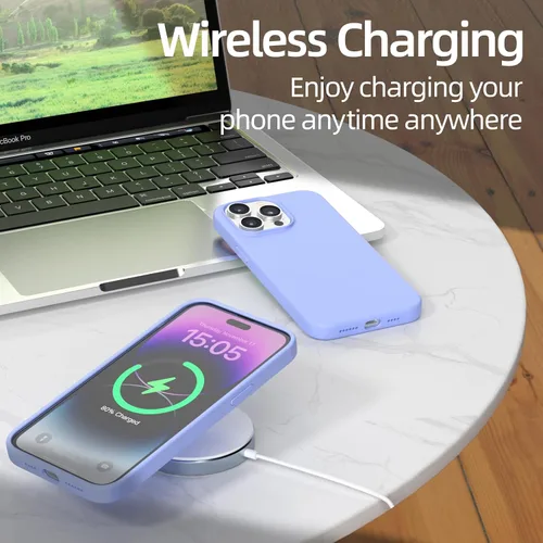 Miniatura 2 de Funda para iPhone 14 Pro, funda de silicona líquida, forro de microfibra suave antiarañazos, [protección de cuerpo completo de grado militar], funda