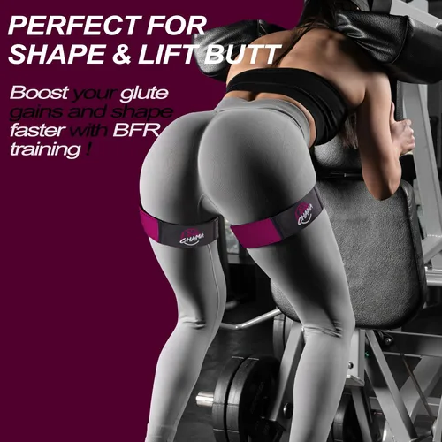 Miniatura 3 de Bandas de resistencia BFR para mujeres, bandas de ejercicio de entrenamiento de glúteos, equipo de entrenamiento de fitness Rojo