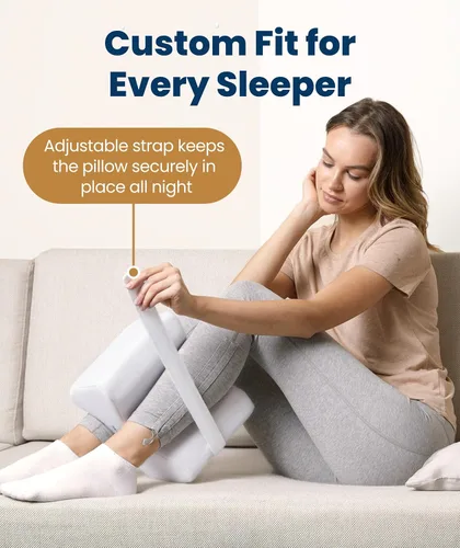 Miniatura 5 de Everlasting Comfort Almohada de rodilla de espuma viscoelástica para personas que duermen de lado, alivio del dolor de ciática, correa ajustable