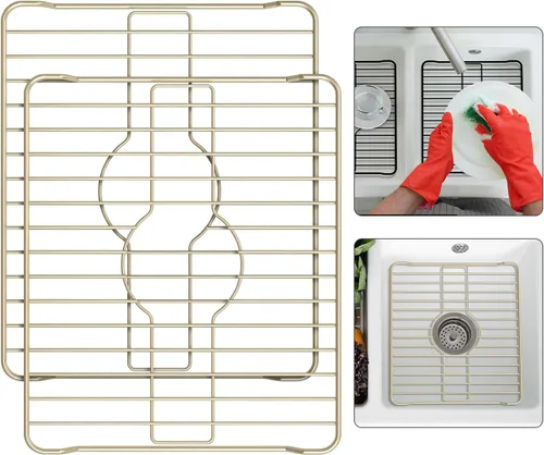 Miniatura 17 de Better Houseware Protectores de fregadero para fregadero de cocina, rejilla protectora de metal, 12 x 10.25 x 1 pulgadas, tapete negro