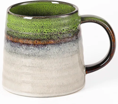 Miniatura 7 de Taza de café grande de cerámica, tazas de cerámica hechas a mano, tazas de té con mango grande para oficina y hogar, 15.5 onzas, aptas para Azul