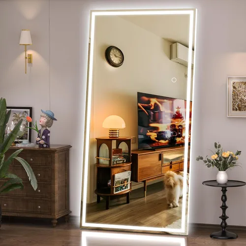 Miniatura 6 de Hasipu Espejo de Cuerpo Completo con Luces, 83" x 36" Espejo de Pie Iluminado LED, Espejo de Vestidor de Cuerpo Completo para Colgar o Montar, Blanco