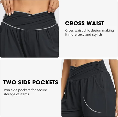 Miniatura 4 de DIBAOLONG - Pantalones de yoga sueltos para hacer ejercicio, casuales, cómodos, con bolsillos