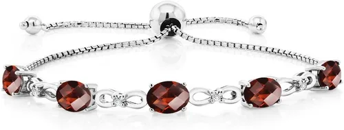 Miniatura 67 de Gem Stone King Pulsera de tenis de diamantes cultivados en laboratorio con piedra natal de 3-6 quilates para mujer, plata de ley 925, ovalada