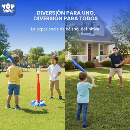 Miniatura 6 de Set de T-Ball de TOY Life para niños pequeños de 1-3 y 3-5 años, juego de bateo con bate ajustables, bat de béisbol - Set de béisbol para niños
