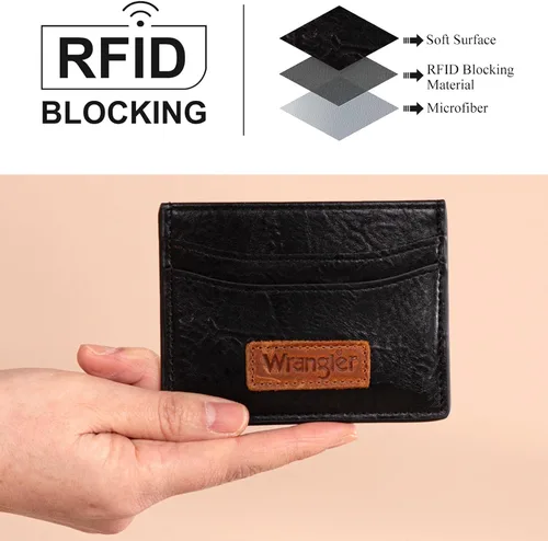 Miniatura 2 de Montana West X Wrangler - Tarjetero para mujer, con bloqueo RFID, llavero con ventana de identificación y bolsillo con cremallera para monedas