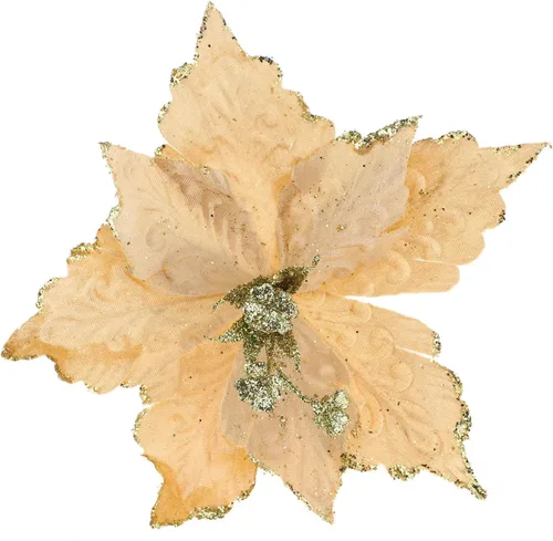 Miniatura 10 de 6 adornos para árbol de Navidad de Pascua con purpurina, flores artificiales de Navidad, accesorios florales con tallo, flores de franela sintética