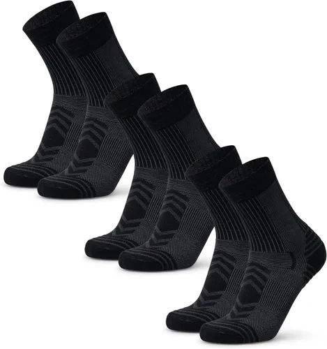 DANISH ENDURANCE Calcetines de senderismo, ligeros, calcetines de lana merino para hombres y mujeres, absorben la humedad y térmicos, paquete de 3 o