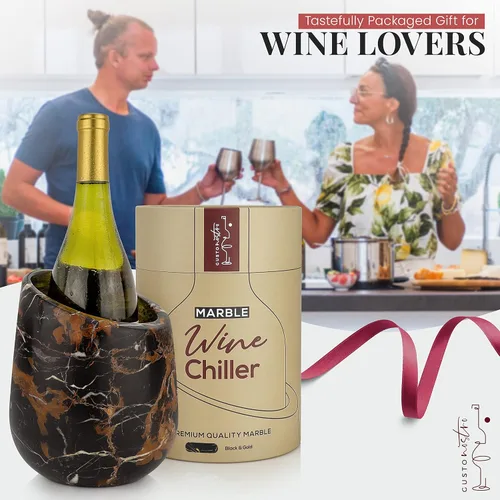 Miniatura 5 de Gusto Nostro Cubo enfriador de vino de mármol, enfriador de botellas de vino de 25.4 fl oz y enfriador de champán para fiesta, cocina, decoración