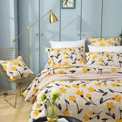 Miniatura 5 de DaDalogy Bedding - Juego de cama floral de 9 piezas en una bolsa, juego de sábanas bajeras y encimeras con funda de almohada y cenefa de cortina