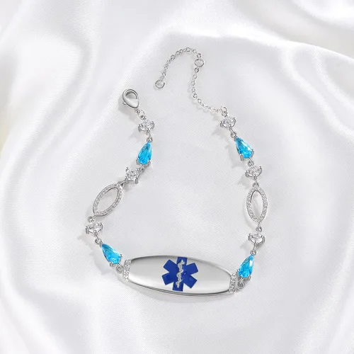 Miniatura 61 de OPALSTOCK Pulseras médicas personalizadas de silicona ajustable para identificación de emergencias, grabado gratuito, 9 pulgadas, resistente al