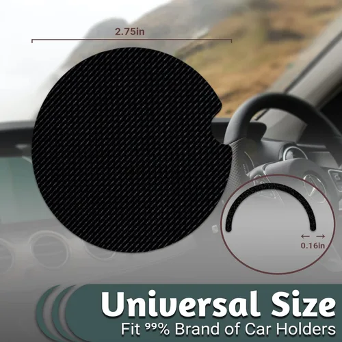 Miniatura 3 de Yonlevres Posavasos de automóvil para portavasos de automóvil, tapete de goma antideslizante de 2.75 pulgadas con muesca para el dedo, paquete de 2