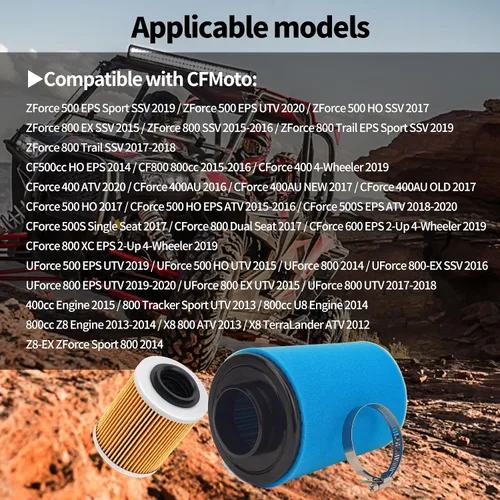 Miniatura 6 de TIANYAN Filtro de aire 0800-112000+kits de filtro de aceite 0800-011300 para CFMoto ZForce 800 EX SSV Trail EPS Sport 2015-2019; UForce 500 800 EX