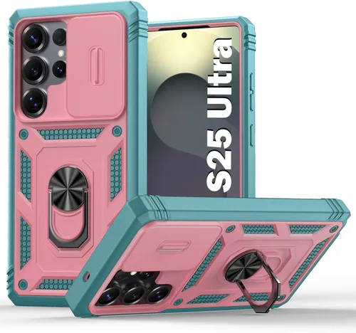 Miniatura 61 de PASNEW Funda para Samsung Galaxy S22 Ultra 5G, cubierta de cámara deslizante y soporte de dedo de metal giratorio de 360°, militar, resistente, a