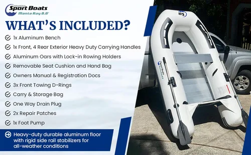 Miniatura 4 de Manta Ray 8.8' - Modelo SB-270 - Bote de aluminio soldado con calor premium con bolsa de asiento Suelo duro de aluminio rígido Bote inflable