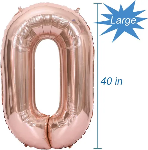 Miniatura 4 de Globos del número 10, decoraciones de fiesta de cumpleaños número 10 para niñas, oro rosa, 40 pulgadas