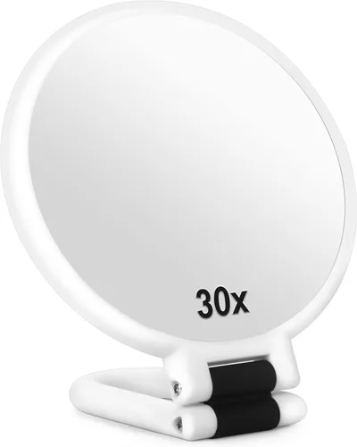 Miniatura 7 de Sifolo Espejo de aumento de 30x, espejos de mano de viaje con asa, espejo de mano de doble cara con aumento de 1 x 30X y mango / soporte ajustable
