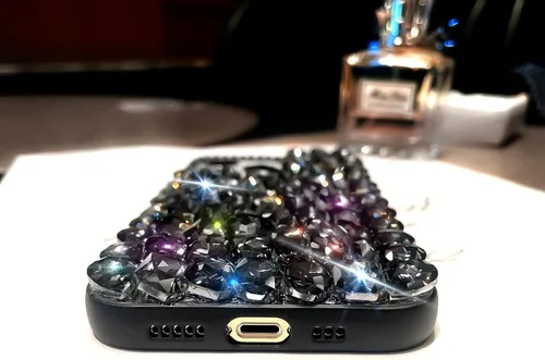 Miniatura 8 de Funda para iPhone 13 para mujer (6.1 pulgadas), funda de lujo muy brillante con diamantes de imitación de cristal brillante 3D en la cubierta