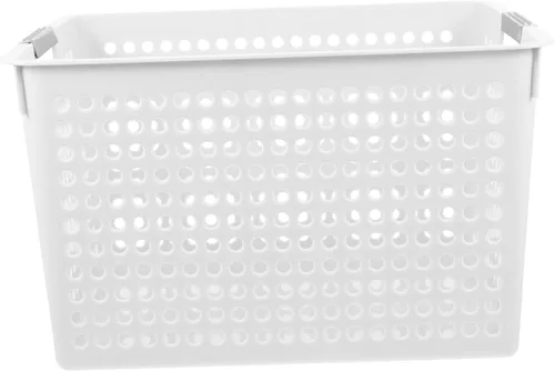 Cesta organizadora de ropa sucia de plástico, cesta de almacenamiento de toallas de baño para bebés, cestas de plástico de escritorio blancas,