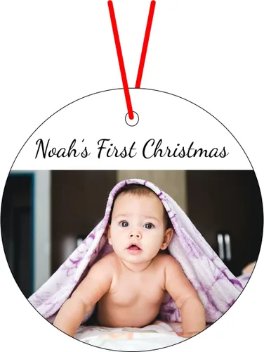 Miniatura 6 de Adorno de Navidad con foto personalizada, adorno de Navidad de recuerdo de cristal de 3 pulgadas con tu foto y texto opcional (foto completa)