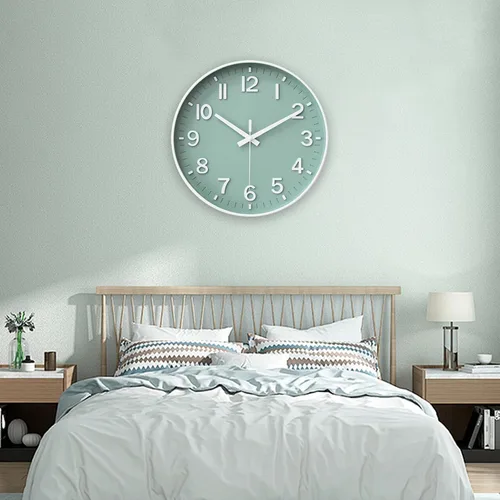 Miniatura 7 de HZDHCLH Reloj de pared con pilas, reloj de pared verde, reloj de pared de 12 pulgadas, silencioso, sin tictac, números 3D modernos para cocina