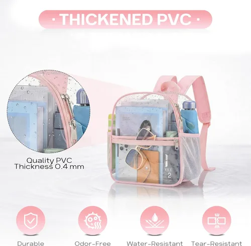 Miniatura 4 de Mochila Transparente Oraben para Eventos de Estadio Mochila Transparente para Estadio 12x6x12, Rosa, Pequeño