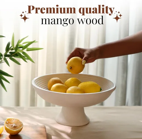 Miniatura 5 de Folkulture Frutero de madera para encimera de cocina Cesta grande de frutas de plátano ecológica de 12 pulgadas para cocina Tazón de madera