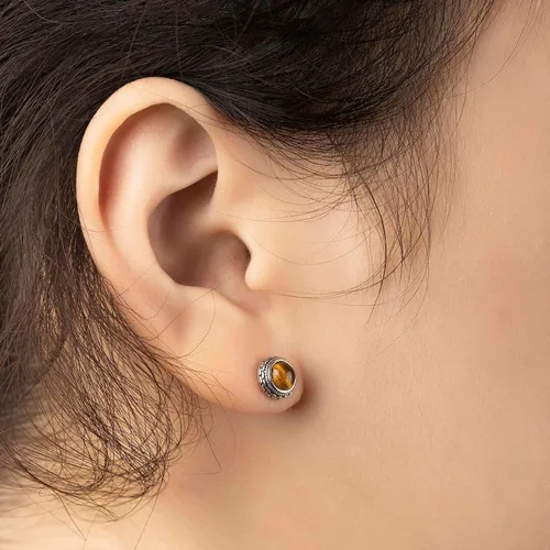 Miniatura 8 de Aretes de plata de ley con piedra natal de cristal real, joyería para mujer, moda occidental 925, envejecida, bohemia, hecha a mano, el mejor regalo
