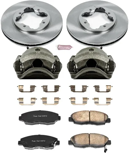 Miniatura 3 de PowerStop Kit de pinza y freno delantero para Acura CL 1997 Honda Accord 1990-97 - Pastillas de freno de cerámica + pinzas + rotores de disco