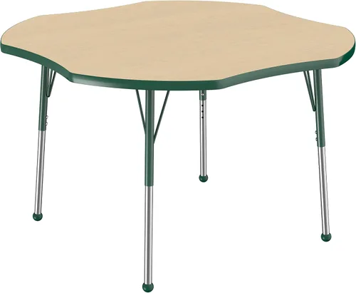 Miniatura 26 de FDP Clover Mesa de Actividades Escolar y de Oficina (48 x 48 pulgadas), patas estándar con deslizadores giratorios para entornos de asientos