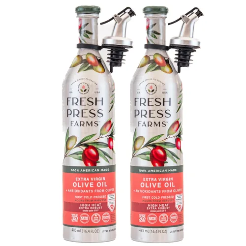 Miniatura 8 de Fresh Press Farms Aceite de Oliva Virgen Extra Prensado en Frío Audaz, 16.4 Fl Oz (Paquete de 2), Cultivado en Georgia, 100% Hecho en Estados