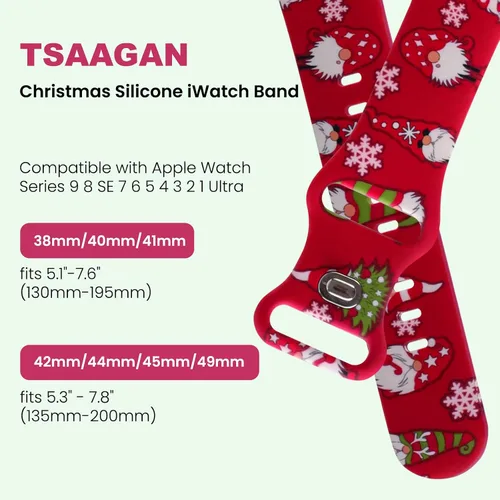 Miniatura 3 de Correas de silicona navideñas compatibles con Apple Watch Band de 1.496 in, 1.575 in, 1.614 in, 1.654 in, 1.732 in, 1.772 in, correa suave impresa