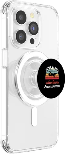 Miniatura 3 de Just A Boy Who Loves Plane spotting Kids Avión spotting Boys PopSockets MagSafe PopGrip para iPhone
