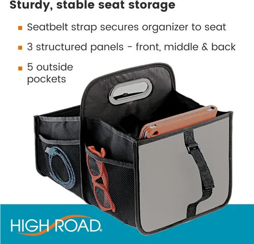 Miniatura 8 de High Road Organizador de coche con portavasos – Organizador de asiento delantero para conductores o organizador de asiento trasero para niños