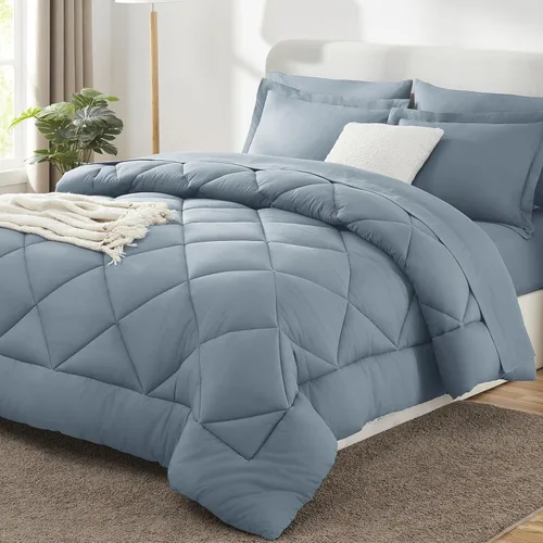 Miniatura 18 de CozyLux - Juego de edredón en una bolsa, para dormitorio universitario, todas las estaciones, edredón, sábanas y fundas para almohada y decorativas