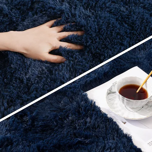 Miniatura 5 de Amearea Alfombra suave de alta calidad de 4 x 5.3 pies, alfombras azules para sala de estar, alfombra esponjosa para dormitorio, guardería, sala