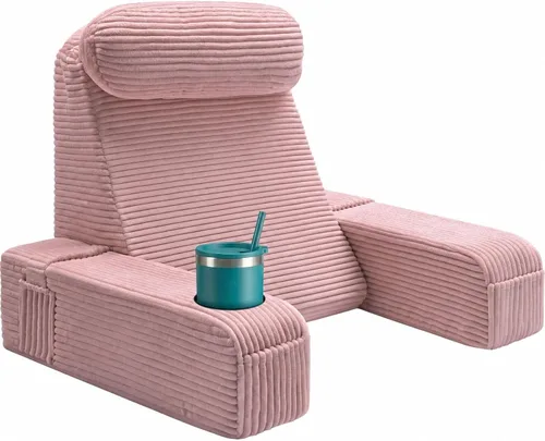 Miniatura 14 de Almohada de lectura para adultos, almohada de espalda para sentarse en la cama, almohada de respaldo para sentarse en la cama, brazos desmontables