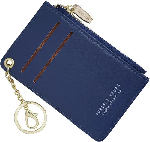 Miniatura 26 de Carteras pequeñas para mujer, tarjetero de piel delgado, cartera de monedas con llavero