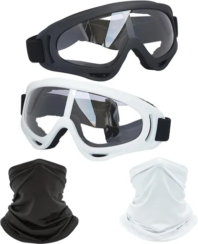 Miniatura 13 de LJDJ Gafas de motocicleta, paquete de 2 unidades, para motocross, ATV, motocross, senderismo, protección con 2 unidades de máscara bandana