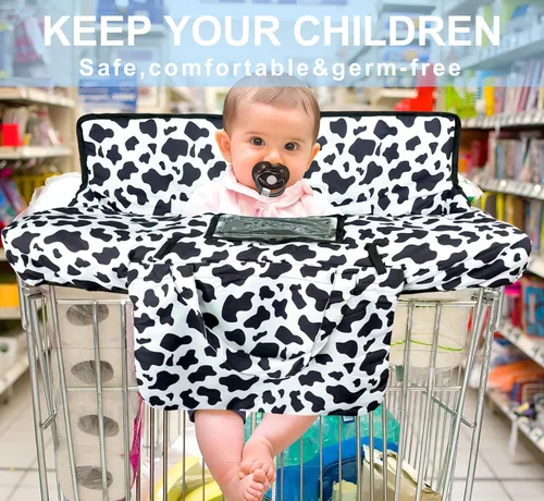 Miniatura 2 de Funda para Carrito de Compra para Bebé 2 en 1 Funda para Silla Alta con Arnés de Seguridad Multifuncional Cubiertas para Carrito con Patrón de Vaca