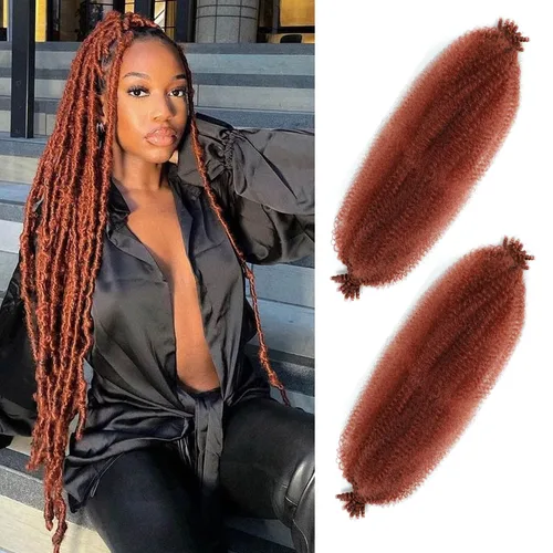 Miniatura 61 de Cabello afro elástico y trenzado de 30 pulgadas 2 paquetes, cabello preesponjado y trenzado elástico pre-estirado para extensiones de cabello suave