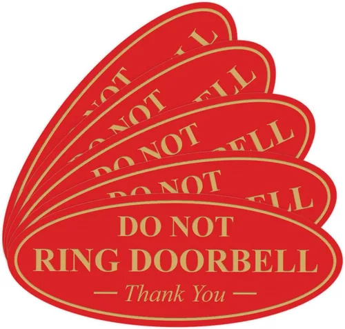 Miniatura 43 de All Quality Cartel de agradecimiento ovalado con texto en inglés «Do not Ring DOORBELL», color negro, pequeño, 1 paquete
