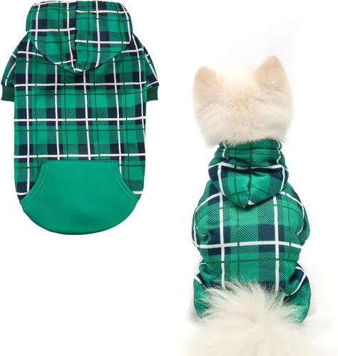 Miniatura 26 de EXPAWLORER - Sudadera con capucha para perro, estilo británico, suave y cálido con agujero para la correa, para clima frío, abrigo de invierno
