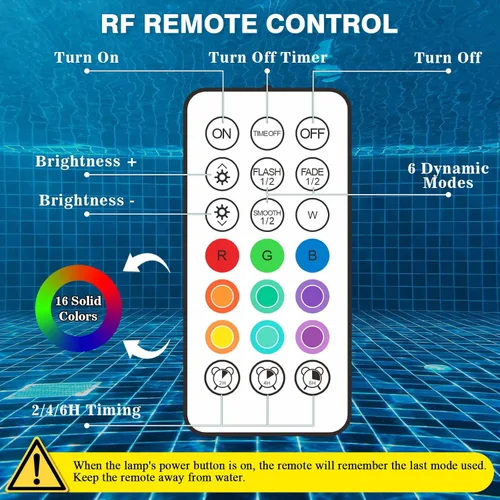 Miniatura 3 de Luces de piscina recargables con control remoto, 16 luces LED sumergibles con cambio de color, impermeables para piscina enterrada, estanques