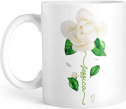 Miniatura 19 de CUBICER Tazas de café personalizadas, flor de hibisco, nombre personalizado, tazas de cerámica blanca, taza de viaje grande, vaso de bebida, regalo