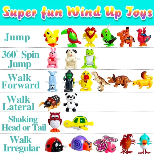 Miniatura 3 de Baaxxango 24 piezas de juguetes de cuerda surtidos de animales a granel, juguete mecánico para saltar y caminar, juguete de cuerda para fiestas