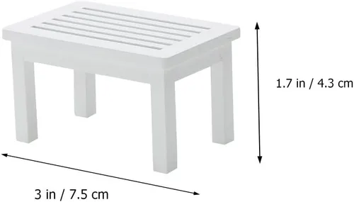 Miniatura 4 de Mesa de café de madera en miniatura, modelo de mesa de té blanca para casa de muñecas, escritorio de café, adorno de muebles pequeños